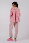 Shop_Tussah By Siddhi Shah_Pink Cotton Cut Work Round Neck Placed Shirt With Pant _at_Aza_Fashions