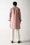 Shop_Jatin Malik_Pink Banana Crepe Striped Pintuck Overcoat With Kurta Set _at_Aza_Fashions