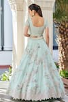 Shop_Osaa By Adarsh_Blue Organza Zari, Embroidery Scoop Neck Pastel Lehenga Set _at_Aza_Fashions