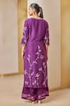 Shop_Osaa By Adarsh_Purple Silk Embroidery Split V-neck Banarasi Flower Kurta Set _at_Aza_Fashions