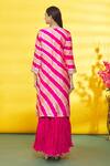 Shop_Surbhi Shah_Pink Silk, Organza Embroidery Leheriya Pattern Embellished Kurta Sharara Set _at_Aza_Fashions