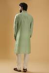 Shop_Raghavendra Rathore Blue_Blue Bundi Jacket Jaquard Plain Textured And Kurta Set _at_Aza_Fashions
