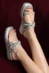 Shop_THE FROU FROU STUDIO_Silver Embellished 3d Crystal Strap Wedges _at_Aza_Fashions