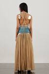 Shop_AKHL_Gold Lurex-tulle (57% Metallic Yarn 43% Polyester)+ Glass Gradient Fringed Gown _at_Aza_Fashions