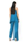 Shop_Rohit Gandhi + Rahul Khanna_Blue Satin Straight Aquila Strappy Top _at_Aza_Fashions
