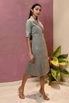Shop_Veera Wear_Grey Cotton Collared Wrap Dress _at_Aza_Fashions