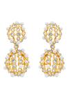Buy_Isharya_White Cubic Zirconia Crystal Amara Double Lattice Earrings_at_Aza_Fashions