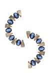Arnimaa_Blue Stone And Mother Of Pearl Semi-circle Shape Earrings_Online_at_Aza_Fashions