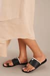 Shop_Ampm_Black Laser Cut Emira Kolhapuri Flats _at_Aza_Fashions
