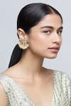Shop_Just Shradhas_Gold Plated Pearls, Diamonds Kundan Stud Earrings _at_Aza_Fashions