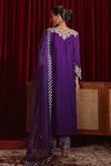 Shop_Ajiesh Oberoi_Purple Dupion Silk And Organza Embroidered Floral Patterns Riwaaz Kurta Pant Set _at_Aza_Fashions