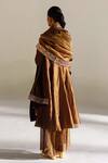 Shop_Mimamsaa_Brown Tissue Silk Woven V Neck Lyra Flared Kurta Pant Set  _at_Aza_Fashions