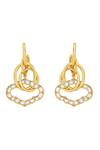 Buy_ISHARYA_Gold Plated Mirror Amara Interlocked Mughal Earrings_at_Aza_Fashions