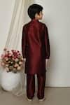 Shop_Petite Pomme_Wine Silk Solid Kurta And Pant Set _at_Aza_Fashions