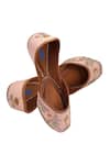Shop_Imlee Jaipur_Peach Embellished Floral Juttis _at_Aza_Fashions