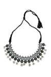 Buy_Arnimaa_Silver Plated Stones And Pearls Floral Embellished Necklace _at_Aza_Fashions