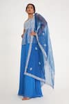 Shop_Asaga_Blue Silk, Organza, Georgette Embroidery Square Neck Grace Top Sharara Set _at_Aza_Fashions
