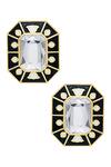 Buy_Isharya_Black Crystals Blaze Enamelled Stud Earrings _at_Aza_Fashions