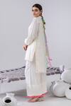 Shop_Kacha Tanka_Ivory Cotton Tassels Collared High Low Kurta And Palazzo Set _at_Aza_Fashions