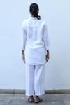 Shop_Linen Bloom_White 100% Linen Embroidery Thread Spread Collar Floral Shirt _at_Aza_Fashions