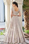 Shop_Osaa by Adarsh_Off White Organza Embroidery Aari Leaf Neck Thread Bridal Lehenga Set  _at_Aza_Fashions