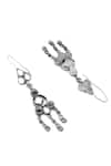 Shop_Sangeeta Boochra_Silver Plated Mirrors, Tassels Shiza Embellished Earrings _at_Aza_Fashions