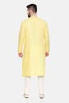 Shop_Mayank Modi - Men_Yellow Linen Printed Floral Kurta And Pant Set _at_Aza_Fashions