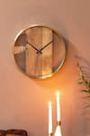 Shop_Logam_Brown Mango Wood And Metal Plank Wall Clock _at_Aza_Fashions