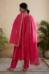 Shop_Kefi Collections_Pink Silk Organza, Silk, Chanderi Embroidery, Sadabahar Placket Kurta Set_at_Aza_Fashions