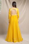 Shop_Sanjev Marwaaha_Yellow Modal And Georgette Embroidery Dori & Cut Beads V Neck Yoke Anarkali Set _at_Aza_Fashions