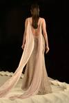 Shop_Rohit Gandhi + Rahul Khanna_Beige Tulle Crystals, Metallic Thread Sweetheart Neck Nave Gown _at_Aza_Fashions
