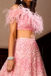 Shop_Nadine Dhody_Pink Tulle Hand Embellished Sequin Work And Rosette Lehenga Set  _at_Aza_Fashions