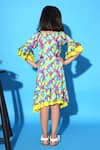 Shop Littlecheer Multi Color Viscose, Satin Feather Print Ruffled And Tiered Dress at Aza Fashions Shop_Littlecheer_Multi Color Viscose, Satin Feather Print Ruffled And Tiered Dress _at_Aza_Fashions