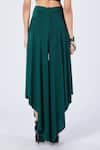 Shop_S&N by Shantnu Nikhil_Emerald Green Poly Jersey Plain Flared Trousers _at_Aza_Fashions