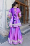 Shop_POMCHA JAIPUR_Purple Muslin Embroidered Gota Round Border Ombre Kurta Sharara Set _at_Aza_Fashions