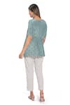 Shop_Vana Ethnics_Blue Crepe, Viscose Floral, Sequin V Neck Embroidered Tunic _at_Aza_Fashions