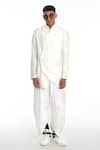 Shop_Antar Agni_Ivory Cotton Silk Embroidery Thread Cluster Eyes Wing Trouser  _at_Aza_Fashions