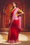 Shop_Paaprika_Red Banarasi Georgette Handwoven Zari Floral Pattern Kadhua Saree For Women_at_Aza_Fashions