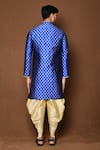 Shop_Aryavir Malhotra_Blue Sherwani Raw Silk Floral With Patiala_at_Aza_Fashions