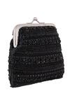 Shop_ClutcH'D_Black Embroidery Hand Beaded Clutch _at_Aza_Fashions