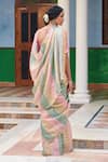 Shop_Dressfolk_Multi Color 100% Linen And Zari Woven Stripe Natkhat Pattern Saree  _at_Aza_Fashions