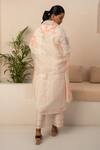 Shop_Arcvsh By Pallavi Singh_Ivory Organza, Chanderi Embroidery Round Neck Square And Floral Print Kurta Set _at_Aza_Fashions