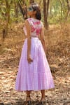 Shop_Disha Kahai_Pink Crepe Printed Polka Dots Sweetheart Lehenga Set With Embroidered Jacket _at_Aza_Fashions