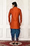 Shop_Arihant Rai Sinha_Orange Dupion Silk Solid Full Sleeve Kurta And Dhoti Pant Set _at_Aza_Fashions