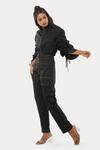 Shop_Veera Wear_Black Cotton Solid Collared Neck Funky Chic Co-ord Set _at_Aza_Fashions