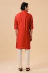 Shop_Raghavendra Rathore Blue_Maroon Raw Silk Pintuck Kurta _at_Aza_Fashions