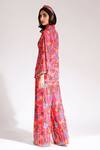 Shop_Nitya Bajaj_Coral Net Floral Print Shirt And Pant Set_at_Aza_Fashions