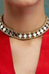Shop_House Of Tuhina_Gold Plated Mirror Studded Mumtaz Choker _at_Aza_Fashions
