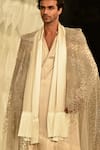 Shop_Rohit Gandhi + Rahul Khanna_Beige Fringed Hem Stole _at_Aza_Fashions