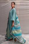 Priyanka Raajiv_Blue Silk, Cotton, Tissue, Satin, Brocade, Maheshwari Embroidered Dupatta _Online_at_Aza_Fashions